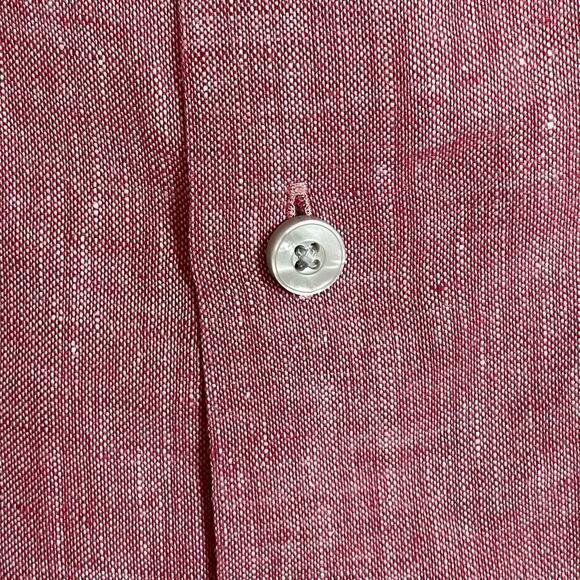 Untuckit Men's Red 100% Linen Long Sleeve Button Up Shirt‎ Size XL - Picture 4 of 5